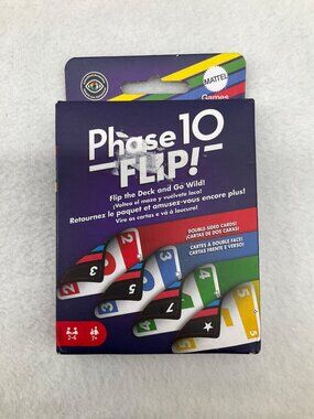 Phase 10 Flip Card Game Mattel Double-Sided Cards Fun For 7+